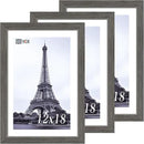 VCK 12x18 Frame Set of 3, Gray Solid Wood Poster Picture Frame, Exclusive Wood Grain, Wall Gallery Frame by CozyNest Decor