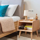 Small Nightstand, 100% Solid Oak Wood Bedside Table, Mid Century Modern Nightstand with Open Storage,Storage Cabinet for Bedroom (2pc Natural Color) by CozyNest Decor