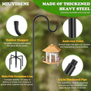 Shepherds Hooks for Outdoor, 48 Inches Garden Bird Feeder Pole for Hanging Bird Feeder, Plant Baskets, Solar Light Lanterns, Outdoor Plant Hanger Hook with 5 Base Prongs, 2 Packs by GreenHaven Gardens