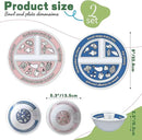 4 Pcs Portion Control Plates & Bowls Set (2 Plates + 2 Bowls, 9 Inch) - Self-Measuring for Weight Loss, Gastric Bypass, LapBand, Diabetes & Healthy Diets, Pink & Blue, for Adults & Children by CozyNest Decor