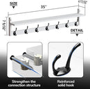 BAMEOS 35" L Wall Hooks with Shelf, Entryway Coat Hooks for Wall with Shelf, Wood Wall Hanging Shelf, Wall-Mounted Coat Rack with 7 Dual Metal Hooks for Bathroom, Kitchen, Living Room, Bedroom (White) by CozyNest Decor