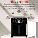 6.3QT Air Fryer Oven with LED Digital Touchscreen, 12 Preset Cooking Functions Air fryers, Bake, Reheat, Keep Warm, Nonstick and Dishwasher-Safe Basket, Stainless Steel/Black by CozyNest Decor