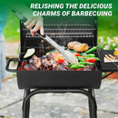 VINGLI Barrel Charcoal Grill with Side Table, BBQ Grill Outdoor Smoker Grill with Wheels for Party Garden Patio and Backyard Cooking by GreenHaven Gardens