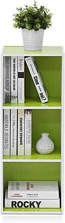 Furinno Pasir 3-Tier Open Shelf Bookcase, White/Green 11003WH/GR by TinyTreasures Baby Boutique