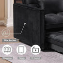 3 in 1 Convertible Sleeper Sofa Bed,Futon Loveseat Couch with Pull-Out Bed & Adjustable Backrest,Velvet Fabric Sofa with Side Pocket for Small Apartment, Living Room, Office (Black) by CozyNest Decor