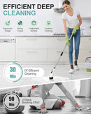 Electric Spin Scrubber, Cordless Shower Scrubber Rotary Floor Brushes & Pad Drivers with 9 Brush Heads - 2H Dual Speed, IPX7 Waterproof Extension Handle for Bathroom Tile Car Cleaning, Whtie-Q by CozyNest Decor
