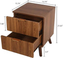 Fluted Nightstand Set of 2, Mid Century Modern 2 Drawer Dresser for Bedroom, Small Dresser Night Stand Side Table End Table with Wood Fluted Drawer Storage for Bedroom Closet(Walnut) by CozyNest Decor