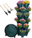 Vertical Planter 6 Tier Stackable Planters Garden Planters Strawberry Herb Flower and Vegetable Planter Indoor Outdoor Gardening Pots with Removable Wheels and Tools by GreenHaven Gardens