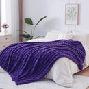 NEWCOSPLAY Faux Fur Twin Blanket Purple Bubble Blanket Thick Warm Soft for Couch Sofa Bed 550GSM (Purple, Twin(60"x80")) by CozyNest Decor
