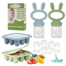 WAJIAYON Easter Bunny Baby Breastmilk Popsicle Molds & Baby Fruit Feeder,Infant Food Freezer Tray Storage Containers, Silicone Teething Pacifier Feeder and Teether for Babies,Moss and Fawn by TinyTreasures Baby Boutique