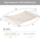 ANOW Outdoor Rope Hammock with Spreader Bars, Heavy Duty Hammock with Pad for Outdoors, 450 LBS Weight Capacity, Cream by GreenHaven Gardens