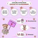 LoopMap Crochet Kit for Beginners - DIY Amigurumi Bear with Removable Dress & Accessories, Step-by-Step Video Tutorials, Extra Yarn, Crochet Tools, Handmade Gift for Kids & Adults(Bear-Purple) by TinyTreasures Baby Boutique