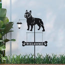 BAYN Solar French Bulldog Silhouette Dog Breed Welcome Sign with a Lantern Outdoor Decorative Garden Stakes for Yard, Lawn, Patio, Pathway by CozyNest Decor