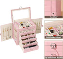 BOOVO Jewelry Box For women, 6 Layer Large Jewelry Organizer With Mirror, Multi-Function Storage Box With Lock, Accessory Holder With 5 Drawers, For Earrings Necklace Ring Bracelet (Pink) by TinyTreasures Baby Boutique