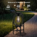 Solar Mesh Lantern Outdoor – 13.8" Tall Black Metal Patio Light with Edison Glass Bulb, Solar Powered Warm Glow LED, Waterproof IP65 for Garden, Porch, Deck, Tabletop Decor by CozyNest Decor