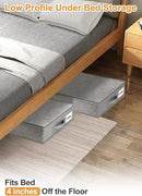 punemi Low Profile Under Bed Storage, 4 Inch Height Underbed Storage Containers With Sturdy Sidewalls & Bottom, Shallow Under Bed Organizer Clothes Storage Bins, Slim Under Couch Sofa Dresser Storage by CozyNest Decor