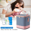 Breastmilk Cooler Bag with Ice Pack Fits 6 Baby Bottles Up to 9 Ounce, Baby Bottle Bag with Shoulder Strap for Nursing Mom Daycare, Straps by TinyTreasures Baby Boutique