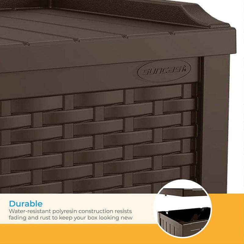 Suncast 22 Gallon Small Resin Storage Seat, Java, SSW600J, photo 5 of 6
