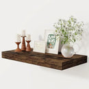 12 Inch Deep Floating Shelves, 24 x 12 Floating Shelf for Books, Rustic Wood Deep Wall Shelves for Home Storage & Display, 2" Thicked Shelves for Kitchen, Living Room, Bedroom, Rustic Brown, 1 Pack by CozyNest Decor