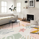 Lahome Pink 10x14 Area Rugs, Washable Ultra-Thin Large Rug for Living Room, Non Slip Throw Rug for Dining Room, Soft Botanical Print Indoor Rug for Bedroom Office Guest Room (Pink, 10'x14') by TinyTreasures Baby Boutique