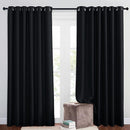 NICETOWN Blackout Patio Curtains for Windows 84 inch Length - Solid Thermal Insulated Grommet Light Reducing Panels Window Treatment for Living Room (Black, 2 Panels = 160" Wide) by TinyTreasures Baby Boutique