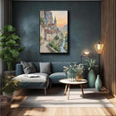 Small town scenery poster on the bank of the mountain stream is suitable for living room bedroom and office natural oil painting poster by CozyNest Decor