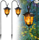 Dynaming 2 Pack Solar Flame Hanging Lights Outdoor, Solar Flickering Flame LED Garden Lanterns with 2 x 38 Inch Shepherd Hooks, Landscape Lighting Waterproof for Lawn Patio Yard Pathway Driveway by GreenHaven Gardens