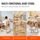 VEVOR Wooden High Chair for Babies & Toddlers, Double Solid Wood Feeding Chair, Eat & Grow Portable High Chair, Easy to Clean Baby Booster Seat, Compact Toddler Chair, Natural by TinyTreasures Baby Boutique