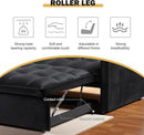 3 in 1 Sleeper Sofa Bed, Futon Sofa Bed for Living Room with Side Pocket, Black Sleepers Sofas Couch with Pullout Beds, Convertible Love Seat Sleepers Couch for Living Room, Bedroom, by CozyNest Decor
