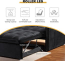 3 in 1 Convertible Sleeper Sofa Bed, Velvet Pull Out Sofas Beds with Side Pocket, 54” Adjustable Backrest Futon Sofa Bed, Love Seat Sleepers Couch for Living Room, Bedroom, Small Space, Black by CozyNest Decor