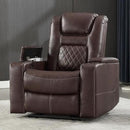 CANMOV Electric Power Recliner Chair with USB Ports and Cup Holders, Breathable Leather Home Theater Seating with Hidden Arm Storage (Red Brown) by CozyNest Decor