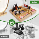 Bamboo Drawer Organizer Set, 5 PCS Multi-Use Individual Wood Storage Organizers, Junk Drawer Divider and Storage Trays Containers for Kitchen, Bathroom, Office Desk, Makeup, Jewelry, Utensils by CozyNest Decor