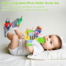 Baby Toys 0-6 Months,Soft Rattle Socks and Wristband Set,Hand and Foot Sensory Development Toys for Babies 0-12 Months with Infant Teething Toys,Shower Gifts for Newborn Boy and Girl by TinyTreasures Baby Boutique