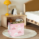 FANKANG Square Nursery Hamper Storage Bins Canvas Laundry Basket Foldable with Waterproof PE Coating Storage Baskets Gift Baskets for Children, Office, Bedroom, Clothes（Square-pink cloud ） by TinyTreasures Baby Boutique