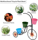 LEWIS&WAYNE Metal Tricycle Planter, 3 Tier Floral Flower Plant Stand Holder Hand Painted Outdoor Garden Patio Decor by GreenHaven Gardens