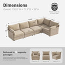 135.5" Oversized Modular Sectional Sofa, L Shaped Convertible Couch with Movable Ottoman, 5 Seat Corner Couches for Living Room Deep Seat Beige Chenille by CozyNest Decor