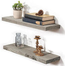 Fun Memories Floating Shelves for Wall Decor, 24"x8" Rustic Reclaimed Wood Shelves, Heavy-Duty Wall Mounted Shelves with Invisible Brackets, Set of 2for Living Room, Bedroom, Kitchen, Grey Finish by CozyNest Decor