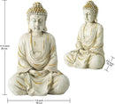 Goodeco 11.4 Meditating Zen Buddha Statue Figurine Sculpture - Indoor/Outdoor Decor for Home,Garden,with Natural Wood Beaded Necklace,Polyresin (White) by GreenHaven Gardens