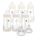 MAM 9oz Easy Start Anti-Colic Baby Bottles, Medium Flow with 2X Bonus Nipples (Fast and Extra Fast Flow), Reduces Colic, Gas, & Reflux, Easy-to-Clean, BPA-Free, 2 Plus Months by TinyTreasures Baby Boutique