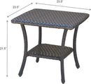 Patio Tables Outdoor Coffee Table - Wicker Rattan Side Tables with 2-Tier Storage Shelf End Table for Porch Deck Balcony Garden Outside Square Brown by GreenHaven Gardens