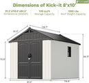 Patiowell 8 x 10 FT Resin Outdoor Storage Shed with Floor and Light, Large Plastic Barn with Lockable Door for Garden Tools, Backyard, Bike Storage, Easy Installation in Beige (Kick-it Shed) by GreenHaven Gardens