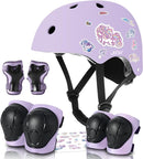 Adjustable Kids Bike Helmet with Knee & Elbow Pads Set, Color Gradient Design for Boys and Girls Aged 3-14+, for Skateboarding, Scooter, Roller & Inline Skating, Longboard by TinyTreasures Baby Boutique