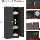 60" Tall Metal Pantry Cabinet, Black Kitchen Pantry Storage Cabinet with Doors and 3 Adjustable Shelves, Cupboard for Kitchen, Dining Room, Living Room, Bathroom by CozyNest Decor