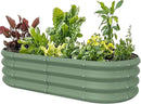4x2x1ft Oval Galvanized Raised Garden Bed Outdoor 9-in-1 Large Metal Modular Planter Box Raised Beds for Gardening,Vegetables,Fruits,Flowers & Herbs (Green) by GreenHaven Gardens
