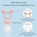 Baby Fruit Feeder, Frozen Teething Toys, Teether Pacifier with 3 Extra Teats, Infant Eating Essentials, BPA Free Baby Feeding Supplies (Pink) by TinyTreasures Baby Boutique