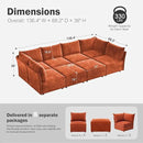 136.4" Oversized Modular Sectional Sleeper Sofa Bed, U Shaped Convertible Couch with Movable Ottoman, Large 8 Seat Corner Couches for Living Room Deep Seat Terracotta Orange Chenille by CozyNest Decor