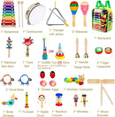 Kids Musical Instruments, 33Pcs 18 Types Wooden Percussion Instruments Tambourine Xylophone Toys for Kids Children, Preschool Education Early Learning Musical Toy for Boys and Girls by TinyTreasures Baby Boutique