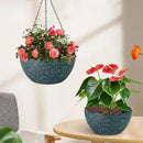 10 inch Hanging Planters for Indoor Plants, 2 Pack Planters for Outdoor Plants with Drainage Holes and Chain, Round Plastic Hanging Baskets, Hanging Flower Pots for Balcony Garden Decor-Black Speckle by CozyNest Decor