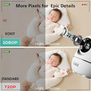 7" 1080P Full HD Video Baby Monitor No WiFi,100 Hrs 5000mAh Battery Runs 4 Days,4X Zoom,Remote 355° Pan-Tilt,2-Way Talk with Temp Alert/Lullabies/VOX by TinyTreasures Baby Boutique