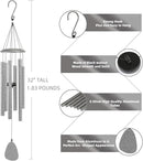 Wind-Chimes-Outdoor-Deep-Tone, Large Soothing Melodic Tones Windchimes, Wind Chimes for Outside, Memorial Wind Chimes Best Gift for Mom Women Grandma Neighbors(32" Silver Coated Aluminum) by CozyNest Decor